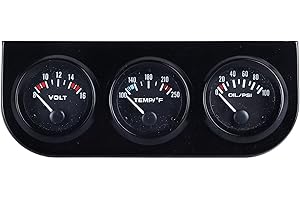 3 in 1 Car Triple Gauge Kit, Voltmeter, Water Temperature, Oil Pressure Meter with Clear Display for Enhancing Driving Safety