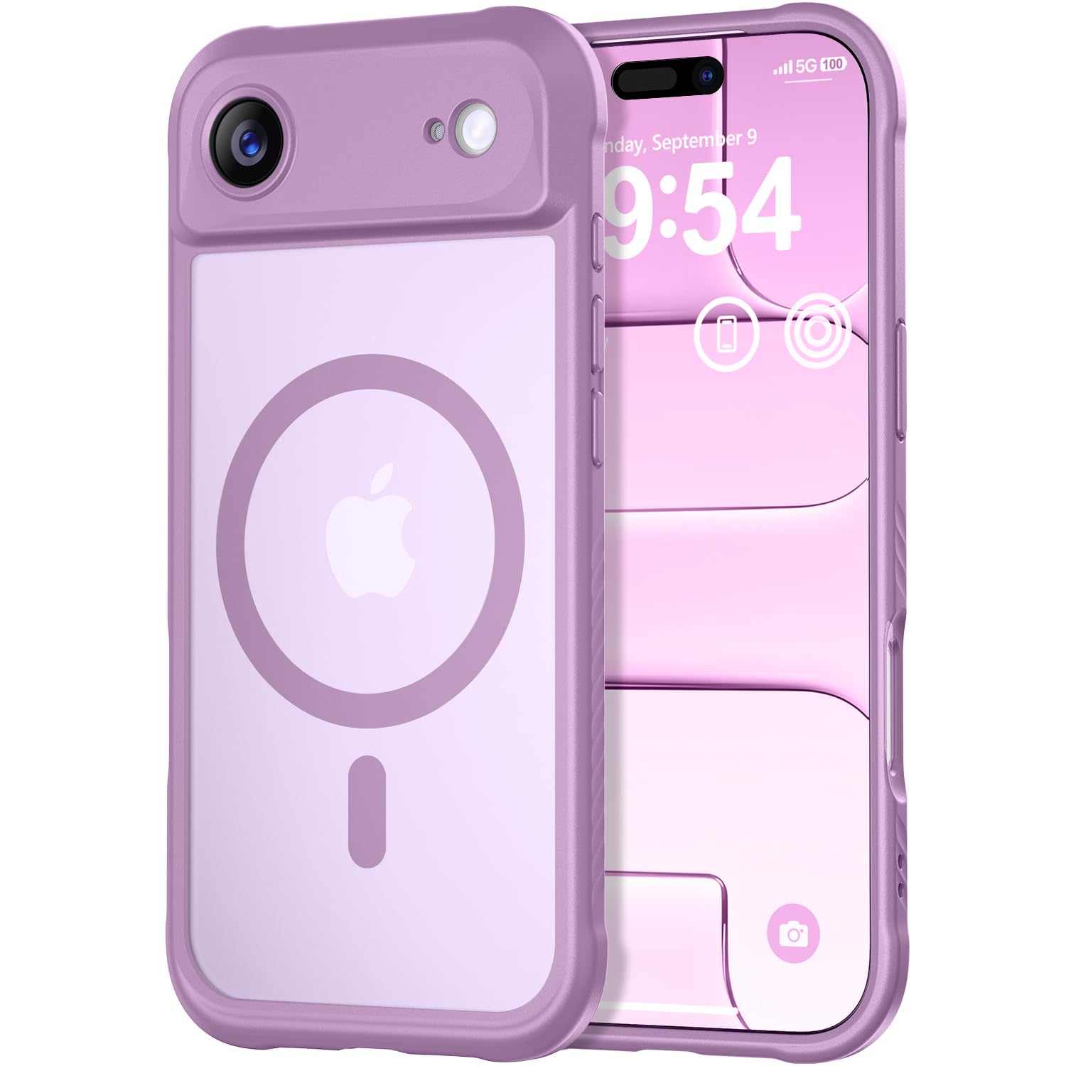 Thomo Magnetic for iPhone Air Case, [Compatible with Magsafe] [Full Camera Protection] Translucent Matte Military Grade Shockproof with Anti-Fingerprint Phone Cover 2025, Lavender Purple