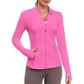 VUTRU Women Athletic Jacket Fitted Workout Running Zip Up Track Coat | Thumb Holes Pockets for Yoga Gym Travel