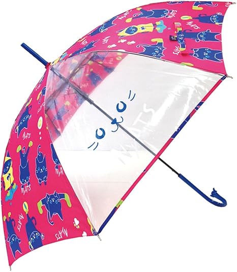 Amazon Co Jp 傘 ニャッツ ネコ手元 ジャンプ傘 イラスト 猫 透明