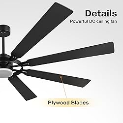 ELEHINSER 72 Inch Ceiling Fan with Lights and