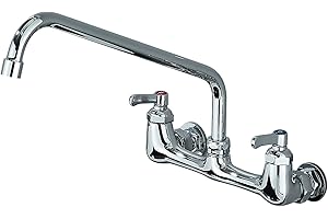 Alenart Wall Mount Faucet Commercial Sink Faucet Kitchen Utility Laundry with 12" Swivel Spout 2 Handle Restaurant Chrome Mix
