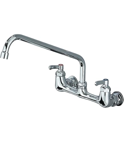 FORIOUS Robinet D'évier Utilitaire à Montage Mural Pour Cuisine Et Buanderie Avec Bec Pivotant De 30,5 Cm, Double Poignées En Laiton Pour Restaurant Industriel Compartiment évier Sans Plomb, Chromé