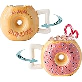 Comfify Ceramic Donut Mug – Pink Glaze with Sprinkles – Funny “MMM... Donuts!” Quote – 14 oz Coffee Cup for Tea, Hot Chocolate, and More – Giftable Novelty Drinkware
