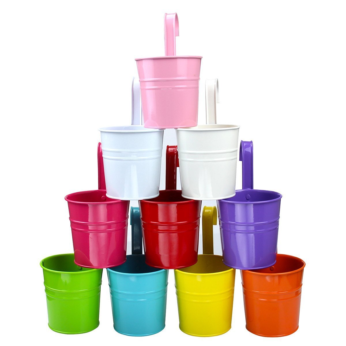 Blumentopf zum Hängen, sortiert 10 PCS, bunt, abnehmbaren Blumentopf aus Metall Hängen auf Balkon Wand Garten Home Decor