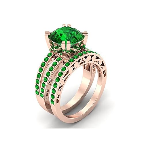 Mejor compromiso anillos de boda en 3,50 CT verde Zirconia cúbico corte redondo cristal