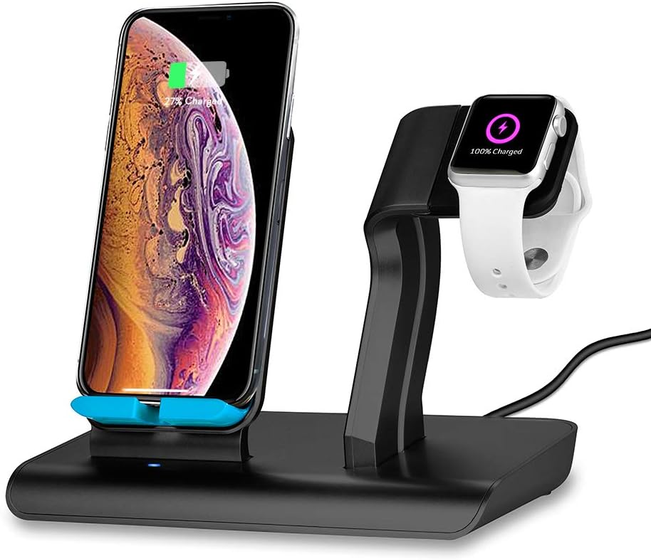 Charging Stand for Apple Watch, Fast Charging Wireless Charger for iPhone, RGCTL 2 in 1 Charging Dock for Apple Watch Series 3,2,1, for iPhone X/8/8 Plus，Samsung