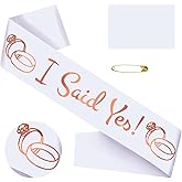 I Said Yes Sash with Rose Gold Foil, Future Mrs | Engagement Party | Proposal Sash | Bachelorette Party, Bridal Shower Sashes for Bride to Be (White + Rose Gold)