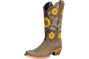 Lausiuoe Cowboy Boots For Women Knee High Wide Calf Embroidered Western Chunky Heel Pointed Toe Cowgirl Style Retro Boot