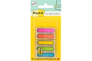 Post-it Arrow Flags, Assorted Bright Colors, .47 in Wide, 100/On-the-Go Dispenser, 1 Dispenser/Pack (684-ARR2)