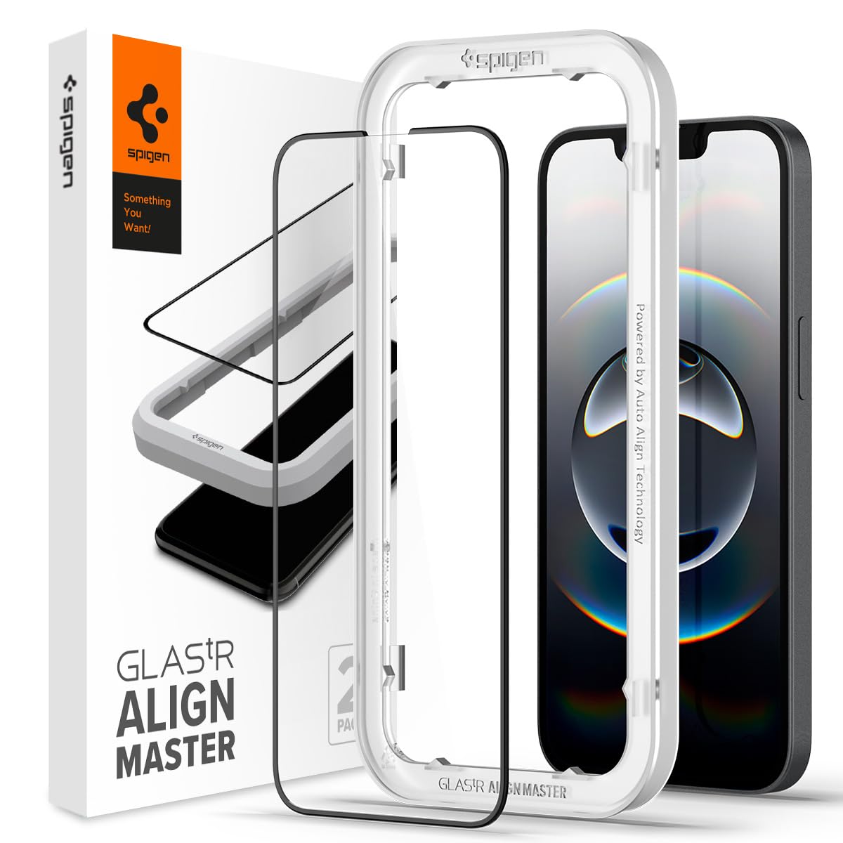 Spigen AlignMaster Full Coverage Tempered Glass Screen Protector for iPhone 16e, iPhone 14, iPhone 13, iPhone 13 Pro - 2 Pack