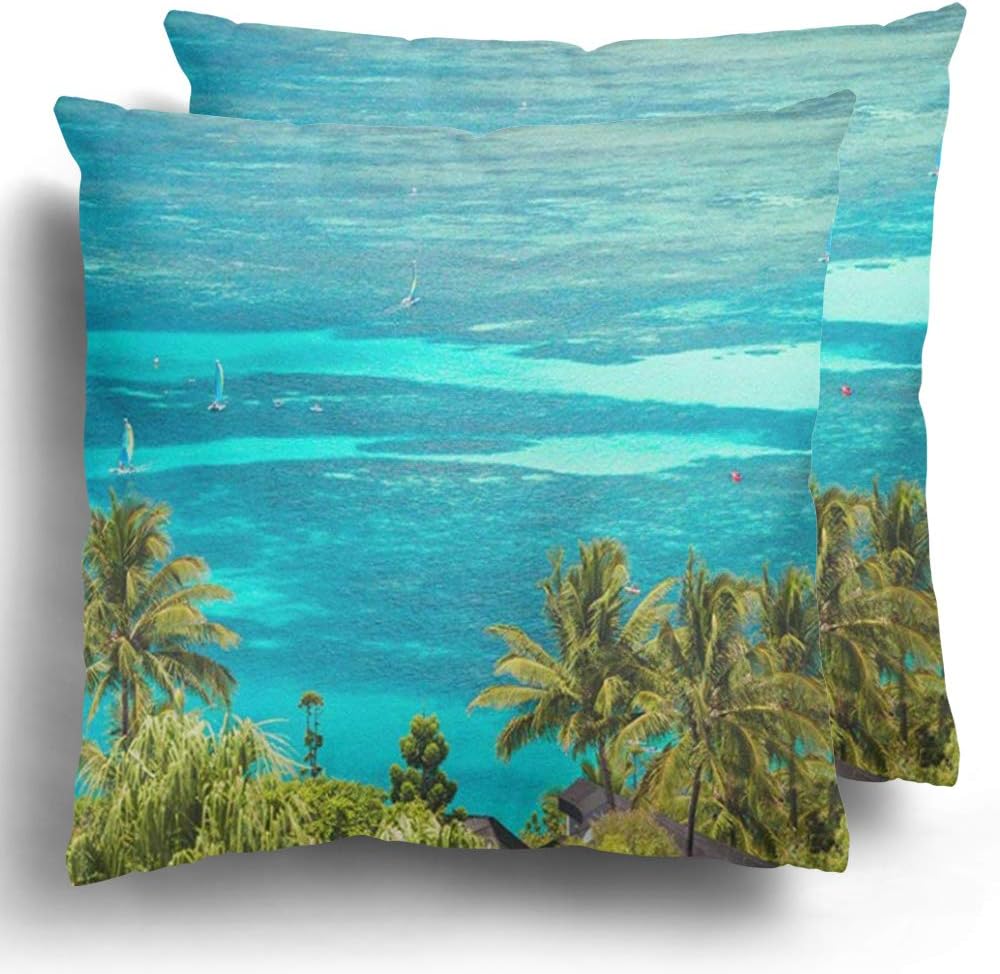 Staropor Throw Pillow Covers Set of 2 Blue Above Hamilton Island Resort Queensland Australia Aerial View Bay Cushion Case Couch Bed Home Decor 20 x 20 Inches