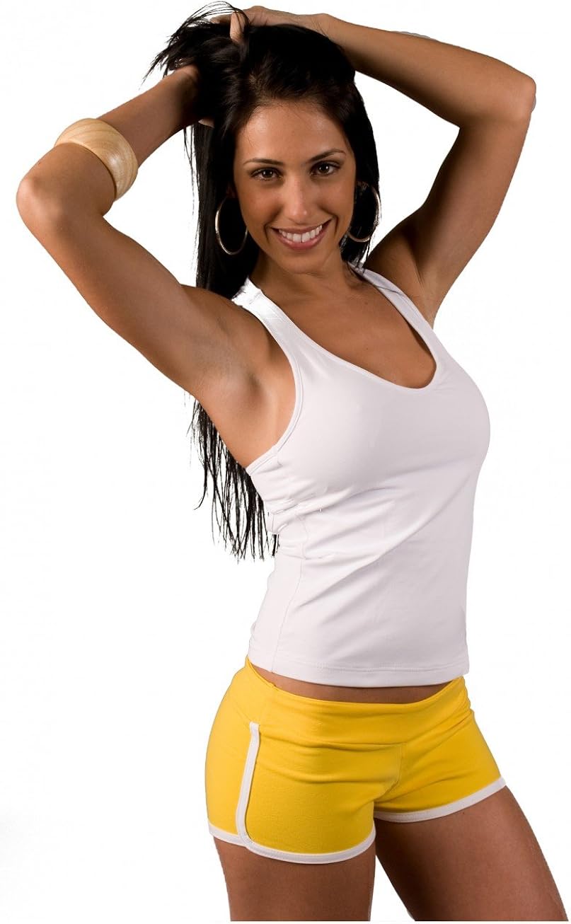 Lino Fitness Low Rise Sports Wear Shorts for Women ML YellowWhite