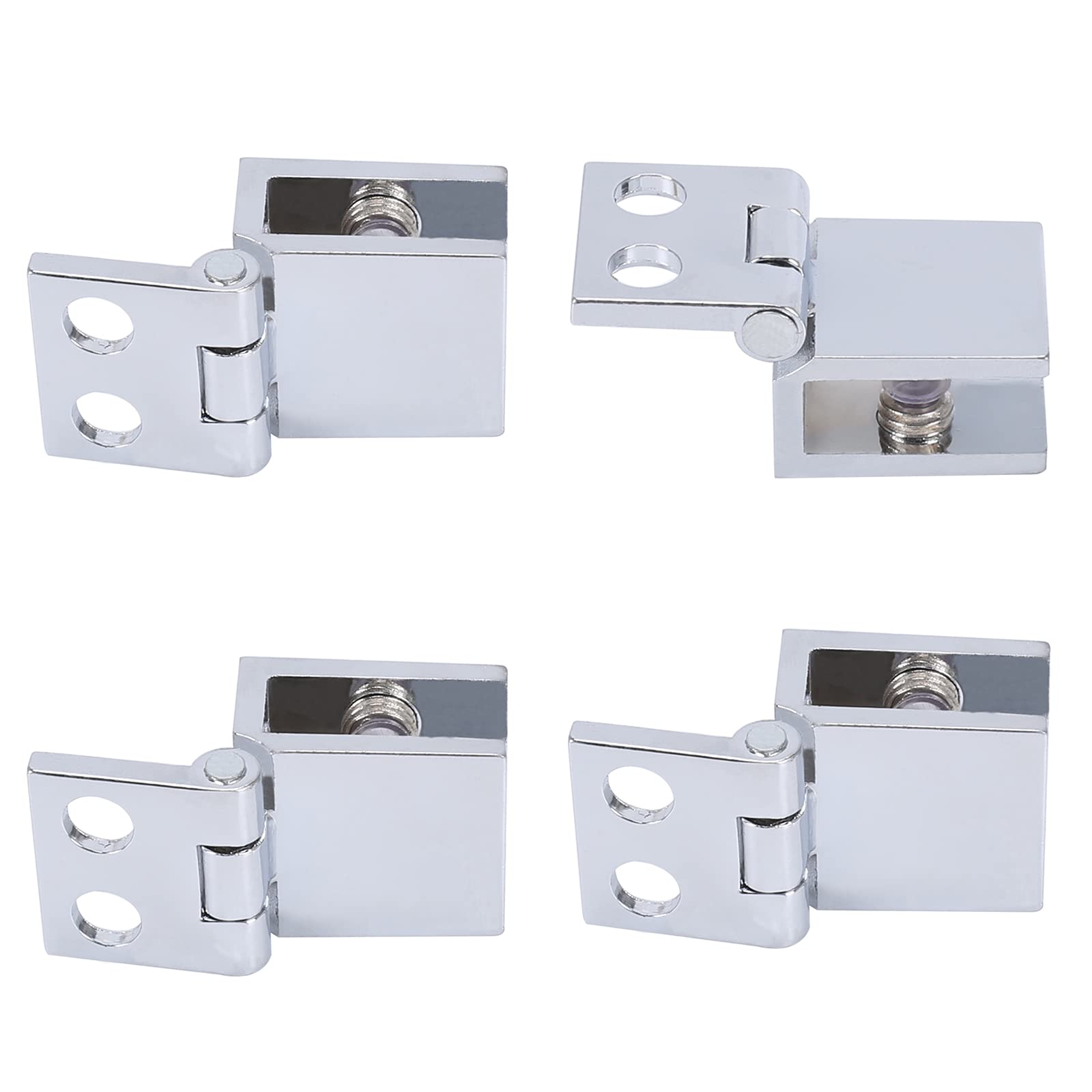 DUTANG 4Pcs Glass Door Hinges Shower Screen Hinges No-Drilling Cabinet Hinges 0 Degree Zinc Alloy Glass Door Clamp Hinges for 5-8mm Thick Glass Doors Bathroom Kitchen Cabinet Cupboard