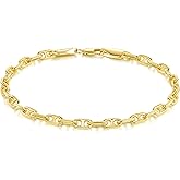 STREYANT 14K Gold Bracelets for Women Fine Gold Mariner Chain Bracelet for Women & Mens Bracelet Layering Womens Bracelets Jewelry Presents for Her Him (6.5'' 7'' 7.5'' 8'' 9'')