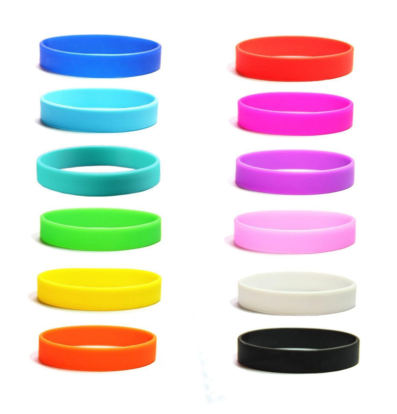 Carykon 12 Pcs Blank Silicone Wristbands Rubber Bracelets Adults Fashion Party Sports Accessories, Assorted 12 Colors