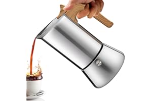 Vaolvpant No Coating 12 Cup Moka Pot Thickened 304 Stainless Steel Stovetop Espresso Coffee Maker 600ml 20oz Mocha Percolator Greca Cuban Ideal for Making Rich Authentic Italian Café