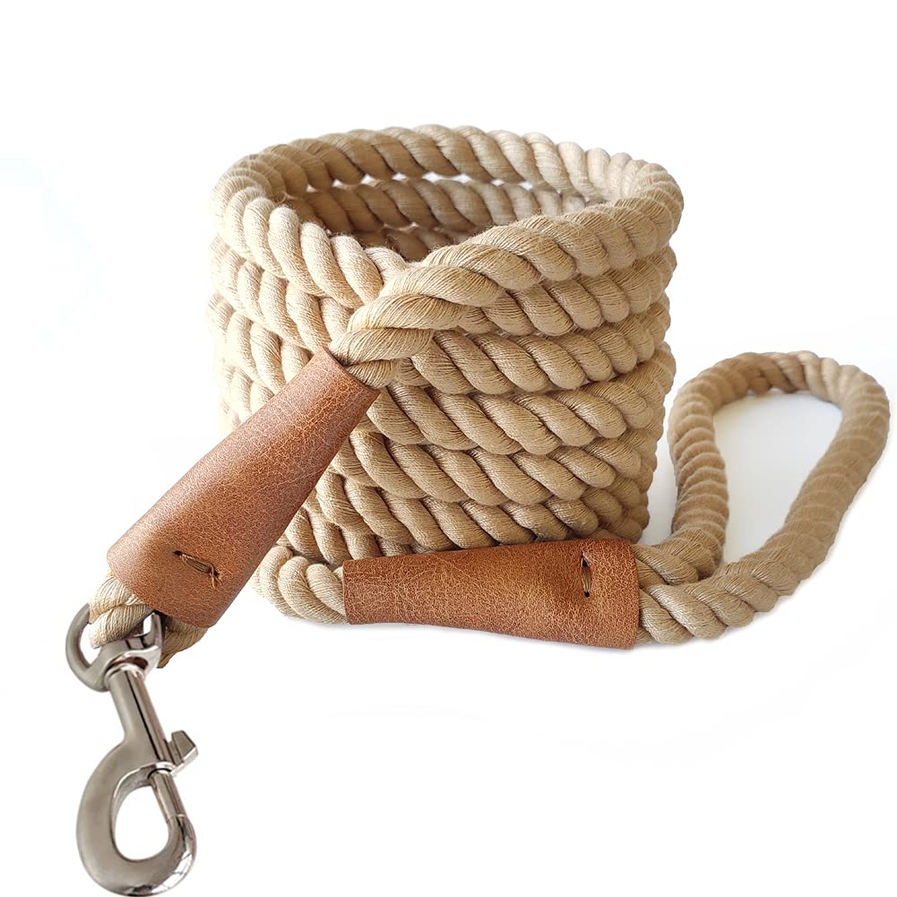 Photo 1 of BTINESFUL Heavy Duty Cotton Dog Leash 10 ft, Strong Rope Leash Soft Handle Dog Traction for Large Medium Dogs Hiking, Camping, Exploring, Walking(1/2" x 10ft, Brown)