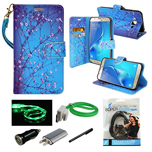 Galaxy J7 Case, Mstechcorp, Unique Design Flip PU Leather Fold Wallet Pouch Case Premium Wallet Flip Case For Samsung Galaxy J7 Phone - Includes Accessories (Ocean)