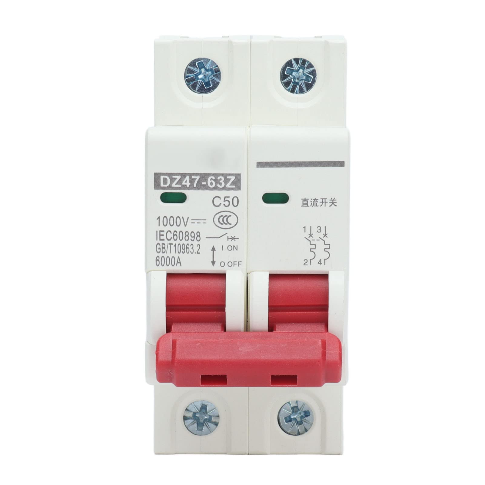 Miniature Circuit Breaker, 2P DC 1000V 40A Solar PV System Isolator DZ47‑63Z C40 DIN Rail Mount Disconnect Switch (50A)
