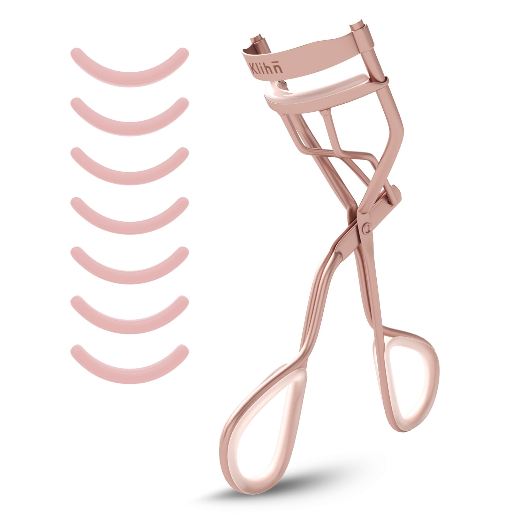 KLIHN - Exclusive Eyelash Curler Rose Gold lash Curler incl. 5 Extra Replacement Rubber Pads- the Make-up Tool for Perfectly Curved Eyelashes Made of high-Quality Carbon Steel (Matt)
