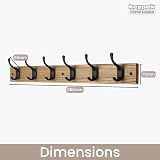 keypak 6 Matte Black Coat Hooks on Ash Board 68cm Modern Wall Mounted Rack view 3