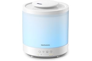 Homvana Small Humidifiers for Bedroom - 1.5L Cool Mist Top Fill Humidifier for Baby Nursery, Essential Oil Diffuser, 3 in 1 f