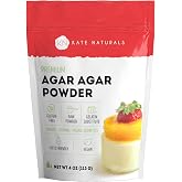 Kate Naturals Agar Agar Powder for Cooking & Petri Dishes (4oz) | Vegan Gelatin Substitute Powder Unflavored for Gelatin Shee