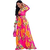 Nuofengkudu Womens Chiffon Deep V-Neck Stripe Printed Maxi Dress Unique Loose Summer Boho Dresses High Waiste(S-5XL)