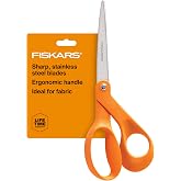Fiskars 8" Original Orange-Handled Craft &amp; Fabric Scissors, All Purpose | For Crafts, Office &amp; Sewing, Ergonomic Bent Handle Keeps Materials Flat, Precision-Ground Steel Blades for Clean Cuts
