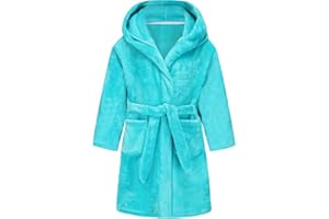 SRVNFBKT Boys Girls Bathrobes, Kids Hooded Bathrobes Plush Soft Flannel Robes Sleepwear Gift for Boys Girls