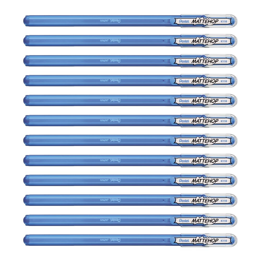 Pentel Mattehop 1.0mm Gel Roller Sky Blue - Pack of 12