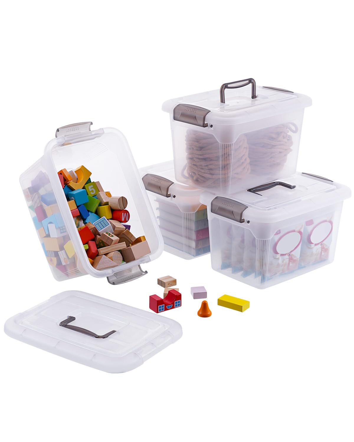 Citylife 4 Packs 6 QT Storage Bins with Lids Clear Plastic Bins with ...