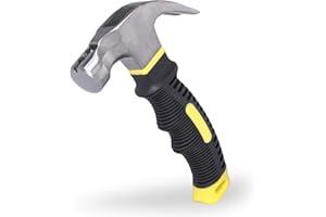 EFFICERE 8-oz. All-Purpose Stubby Hammer with Magnetic Nail Starter, Durable Alloy Steel Head and Fiberglass Handle | Perfect for General Household Projects, Garage, College Dormitory, Office and Shop
