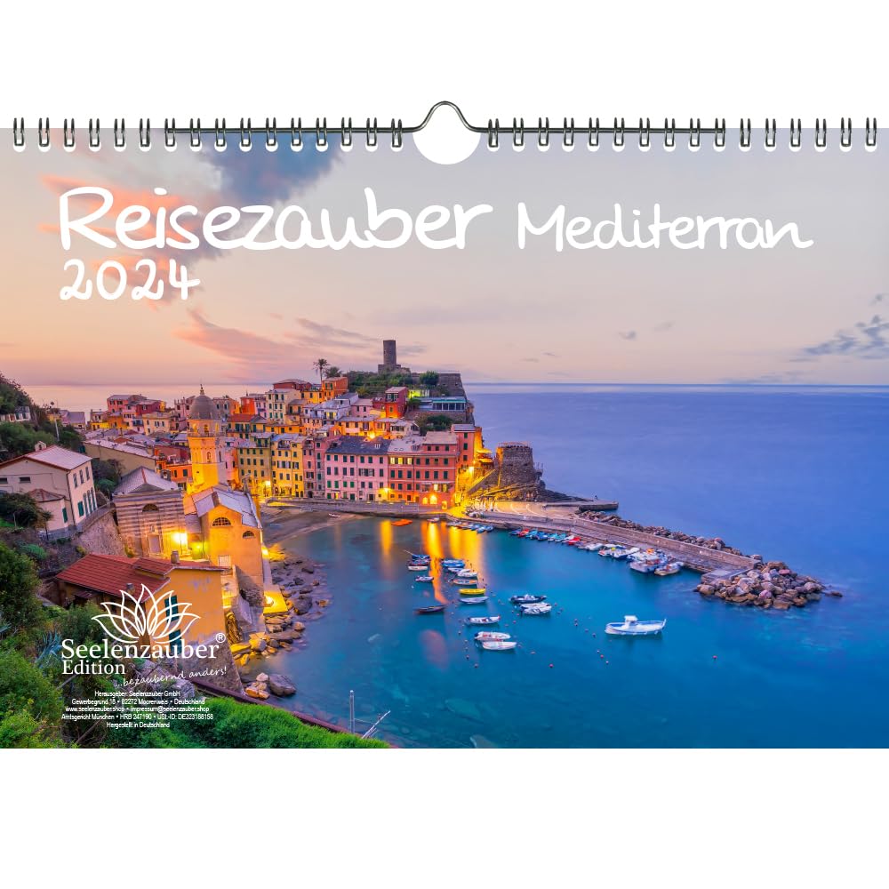 Travel Magic Mediterranean DIN A4 Calendar for 2024 Holidays Travel Mediterranean City and Country Seelenzauber