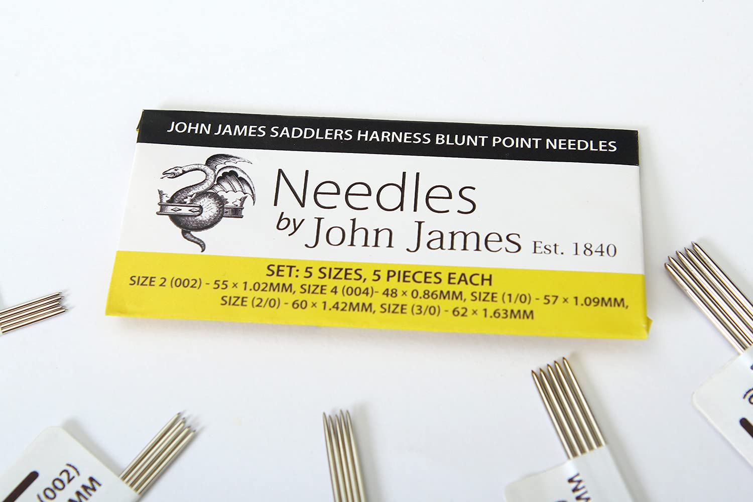 John James Saddlers Harness Blunt Point Needles/Set: 5 x 5/5 Sizes x 5 Pieces Each