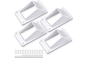Innconee 4 Pack 2" x 3.5" Stair Rail Handrail Vinyl Bracket Kit Vinyl Fence Deck Railing Brackets with Screws