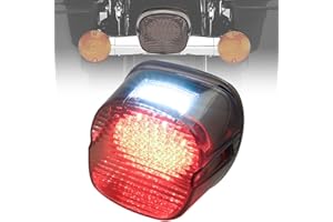 TSUNG LED Tail Light with License Plate Light Rear Brake Taillights Compatible with Harley Davidson Touring Road King Glide Softail Dyna FLST FXSTB FXST Models (Smoke)