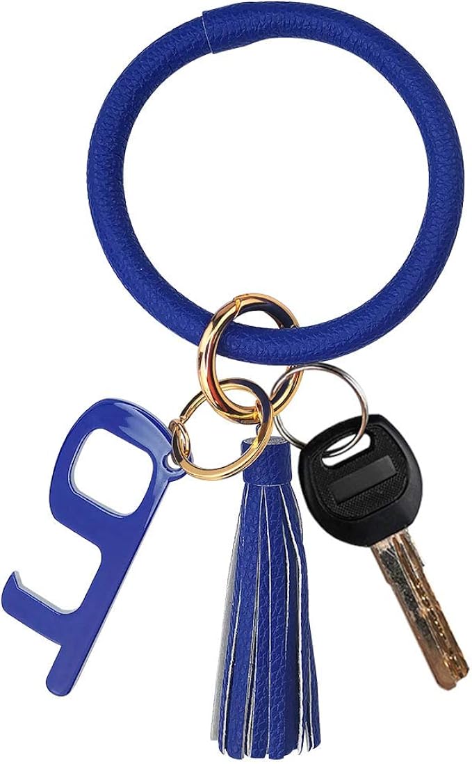 Leather Bracelet Key Ring Bangle Keyring, Tassel Ring Circle Key Ring