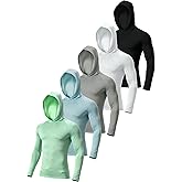 SKYWEHYD 5-Pack Men's Long Sleeve Workout Hoodies Quick Dry Compression Athletic Shirts, UPF 50+ Sun