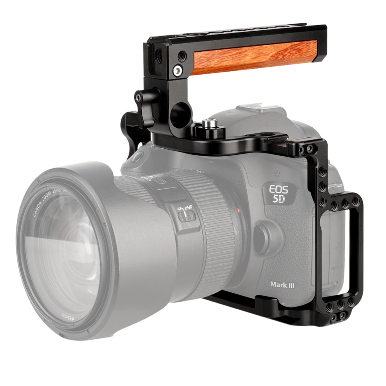 NICEYRIG Camera Cage Rig for Canon EOS 5D Mark II III IV DSLR Camera Canon 5Ds 5D Mark IV III II eos 5D4 5d3 5d2 Cage Wooden Top Handle Rig