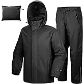 33,000ft Men's Rain Suit Packable Waterproof Lightweight Rain Gear for Golf Hiking Cycling 2 Pieces(Rain Jackets and Pants)