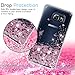 LeYi for Galaxy S6 Edge Case with 3D Pet HD Screen Protector [2 Pack] for Girls Women,Glitter Bling Sparkle Moving Quicksand Liquid Clear TPU Protective Phone Case for Galaxy S6 Edge Rose Gold