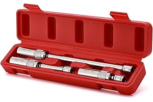 EMENTOL 3PCS 3/8" Drive Magnetic Swivel Spark Plug Socket Set, 12 Point, CR-V, 5/8-inch Extension Sockets, 4-inch, 6-inch, 11-inch Length