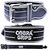 Weight Power Lifting Belt 4” Wide Cobra Grips Premium Genuine Leather Belt for Men & Women Adjustable Weightlifting Back Support (Black, Medium 32