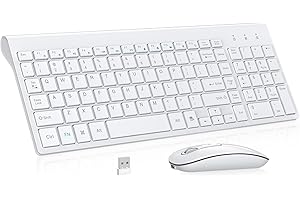 cimetech Wireless Keyboard and Mouse, [Rechargeable Mouse][Silent Scissor Switch Key][Labor-Saving Buttons]Ultra Slim Wireless Computer Keyboard and Mouse, Easy Setup for PC/Laptop/Mac/Windows - White