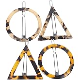Lurrose 4 Pieces Tortoise Hair Clips Celluloid French Design Barrettes Acrylic Resin Hair Clips Geometric Hair Pins Triangular Circle Leopard Print Barrettes for Women Girls