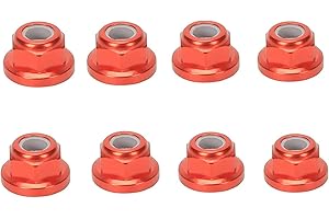 ADORLY 8pcs Serrated Aluminum M5 5mm Flanged Nylon Locking Nuts for Traxxas UDR Traxxas Maxxs 89086-4 89076-4 85086-4 Upgrade Parts Red