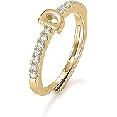 Letter Rings for Women - Adjustable Gold Rings with Non-Tarnish Coating