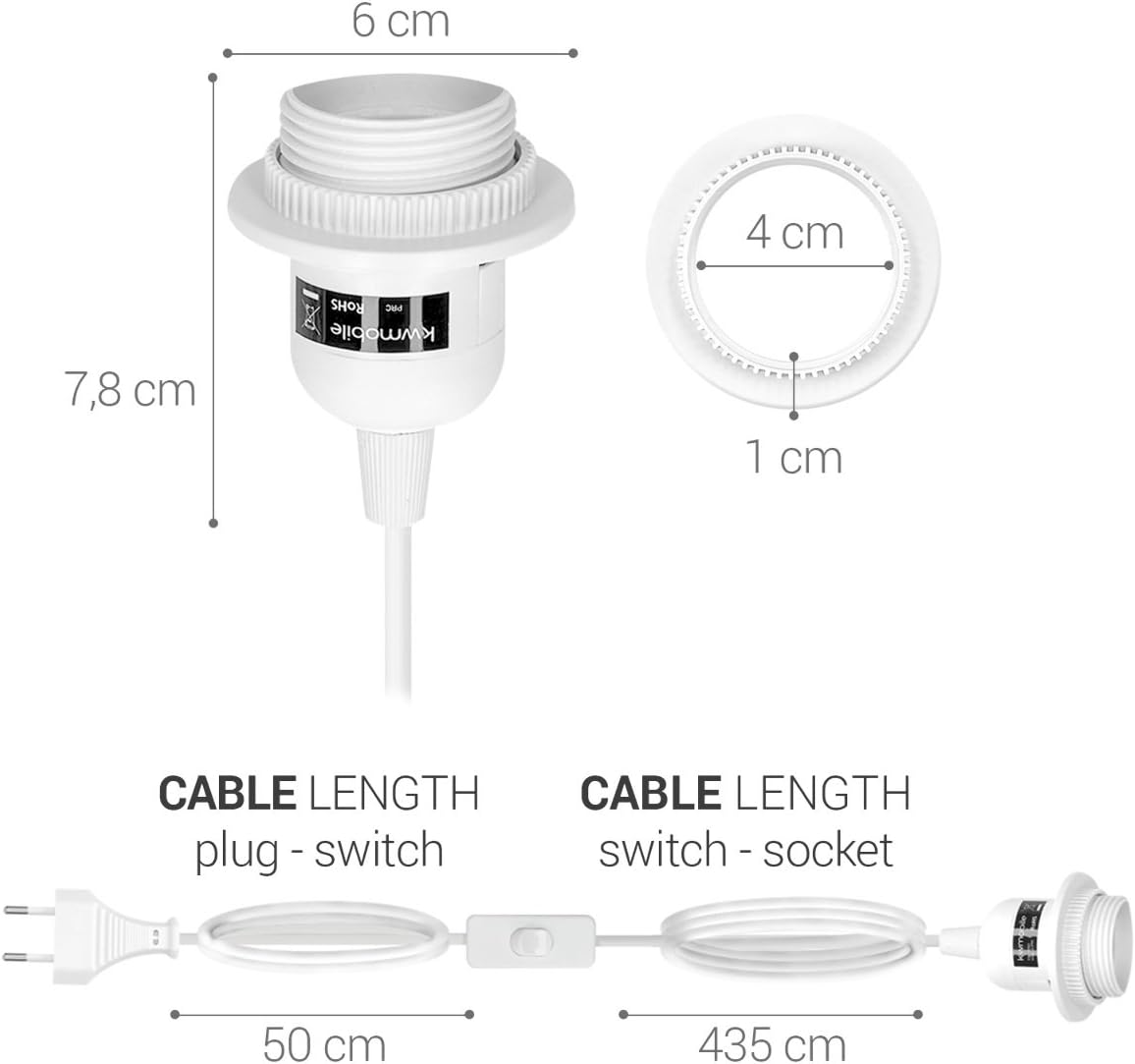 Kwmobile Lampe Puzzle Design Lotus Ensemble Avec Cable 5m Prise Secteur Interrupteur Et Douille E27 Luminaire Iq Plafond Abat Jour Xl A Monter Suspensions